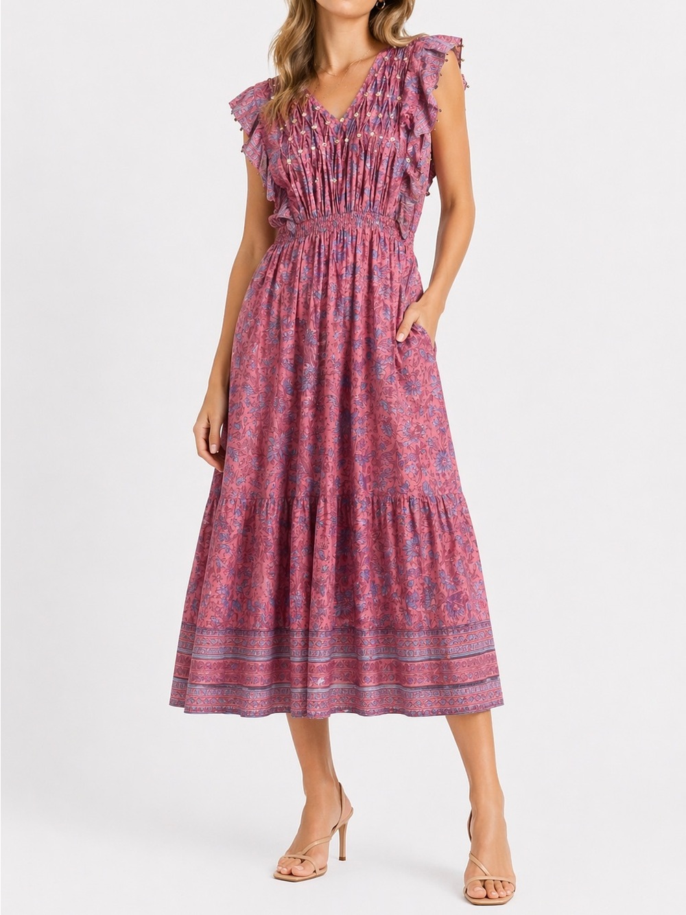 Bell by Alicia Bell Block Print Midi Dress Size Small